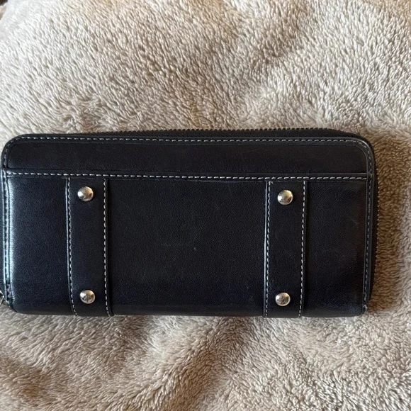 Coach Black Leather Wallet with Silver Buckles - Picture 2 of 6